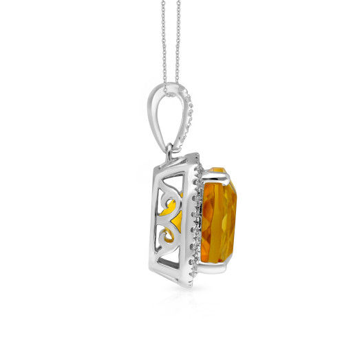 Thumbnail: Alluring Yellow Crystal 18 Karat White Gold Diamond Pendant Set PSMLUSPR009PN6