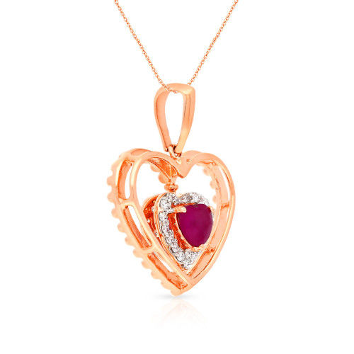 Thumbnail: Lovable Purple Pearl Heart 18 Karat Rose Gold Mine Diamond Pendant MGNHTH011PN1