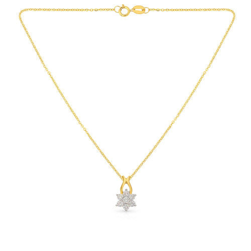 Thumbnail: Alluring Star Flower 18 Karat Yellow Gold Mine Diamond Pendant Set PSMGNNKR001PN