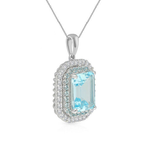 Thumbnail: Deluxe Cerulean 18 Karat White Gold Diamond Pendant Set PSMLUSPR002PN6