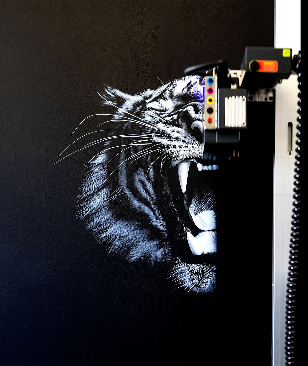 Wandgestaltung mittels Weißdruck auf der Wand