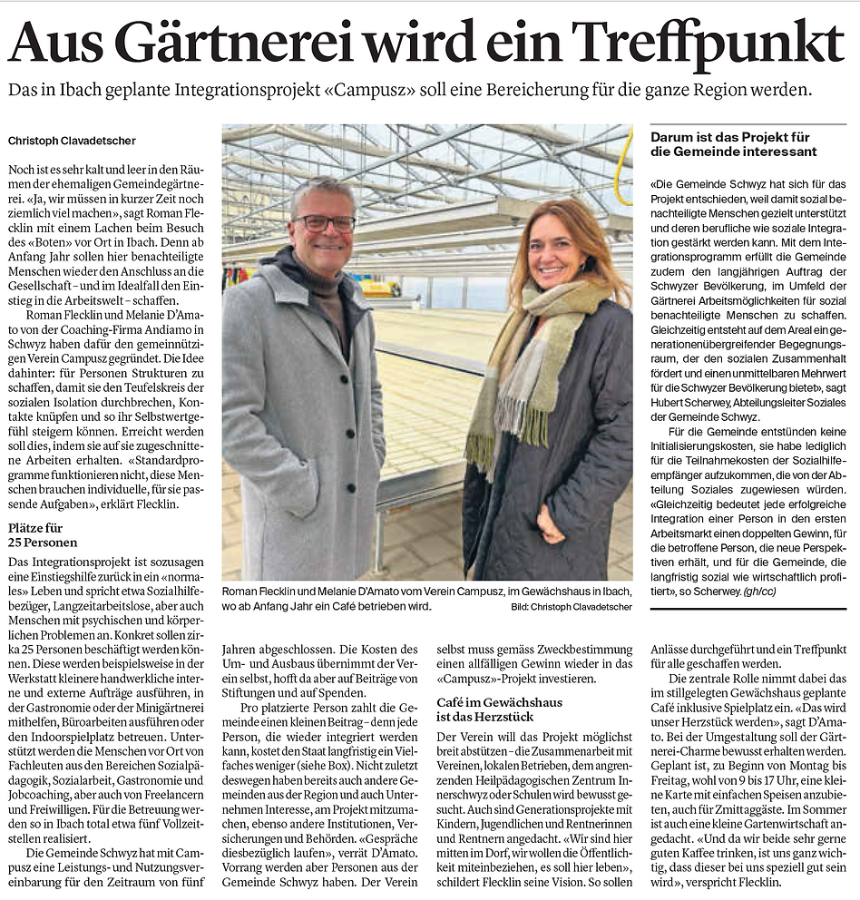 Artikel im "Bote der Urschweiz" vom 21.11.2025