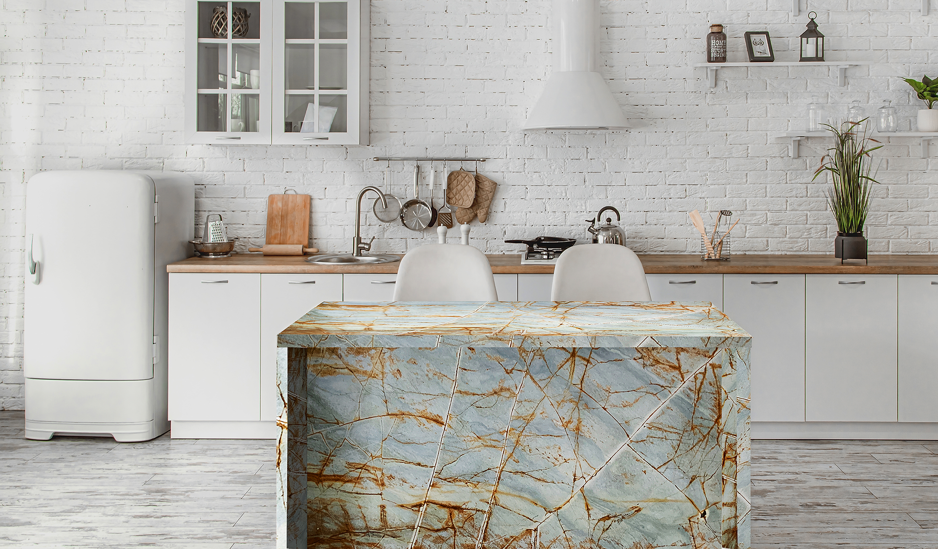 Encimera de cocina con cuarcitas Blue Roma