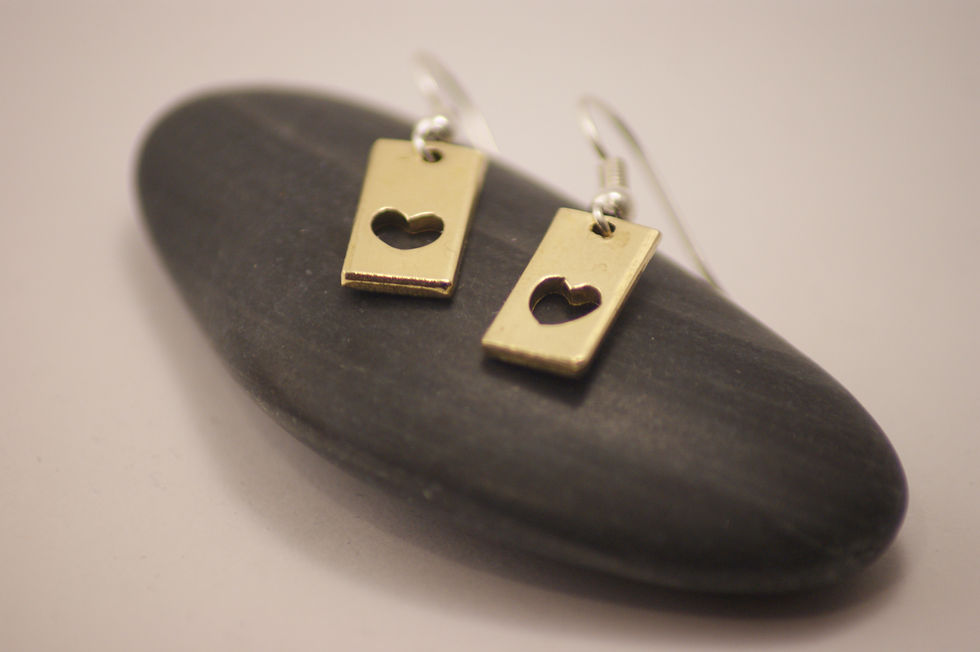 Brass heart earrings