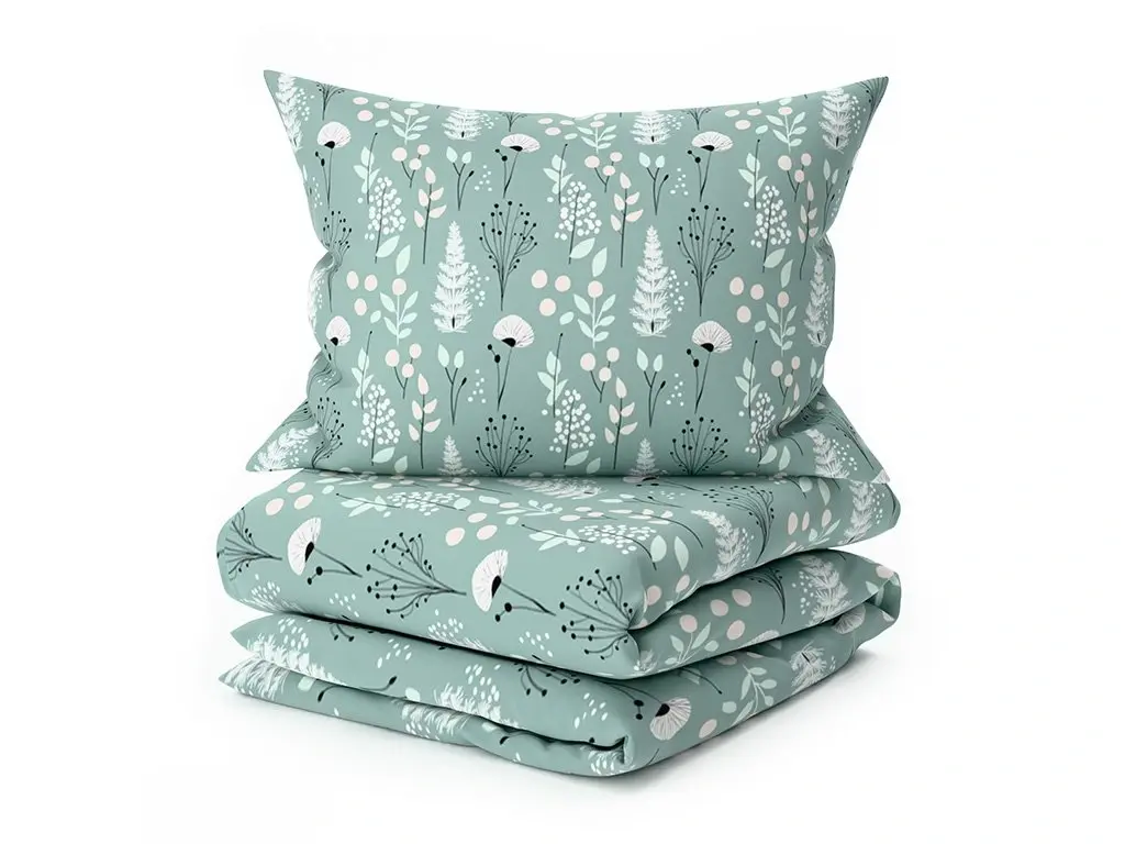 Virágos menta pamut ágyneműhuzat szett