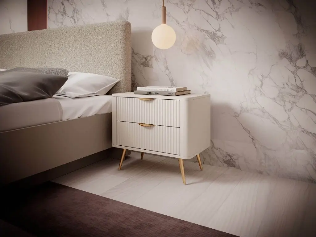 Stellia magas fiókos éjjeliszekrény, bézs