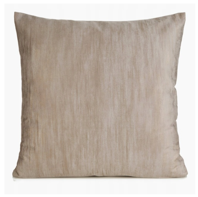 Bézs, koptatott bársony díszpárna, 45X45 cm