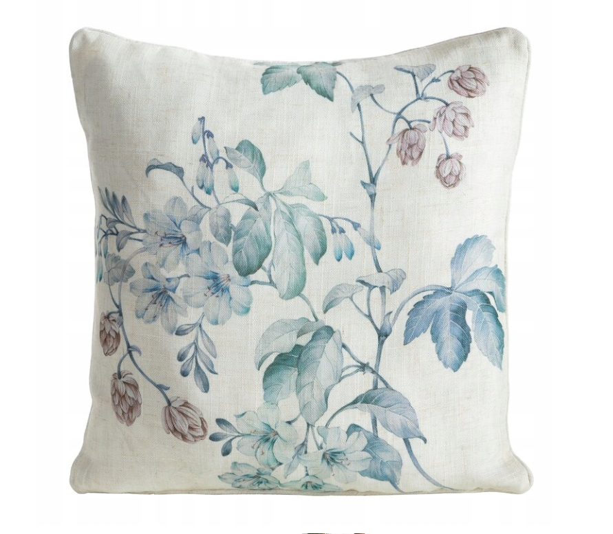 Natúr hatású virágos díszpárna, 45x45 cm