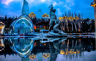 Baku city Bahram guru monument funicular