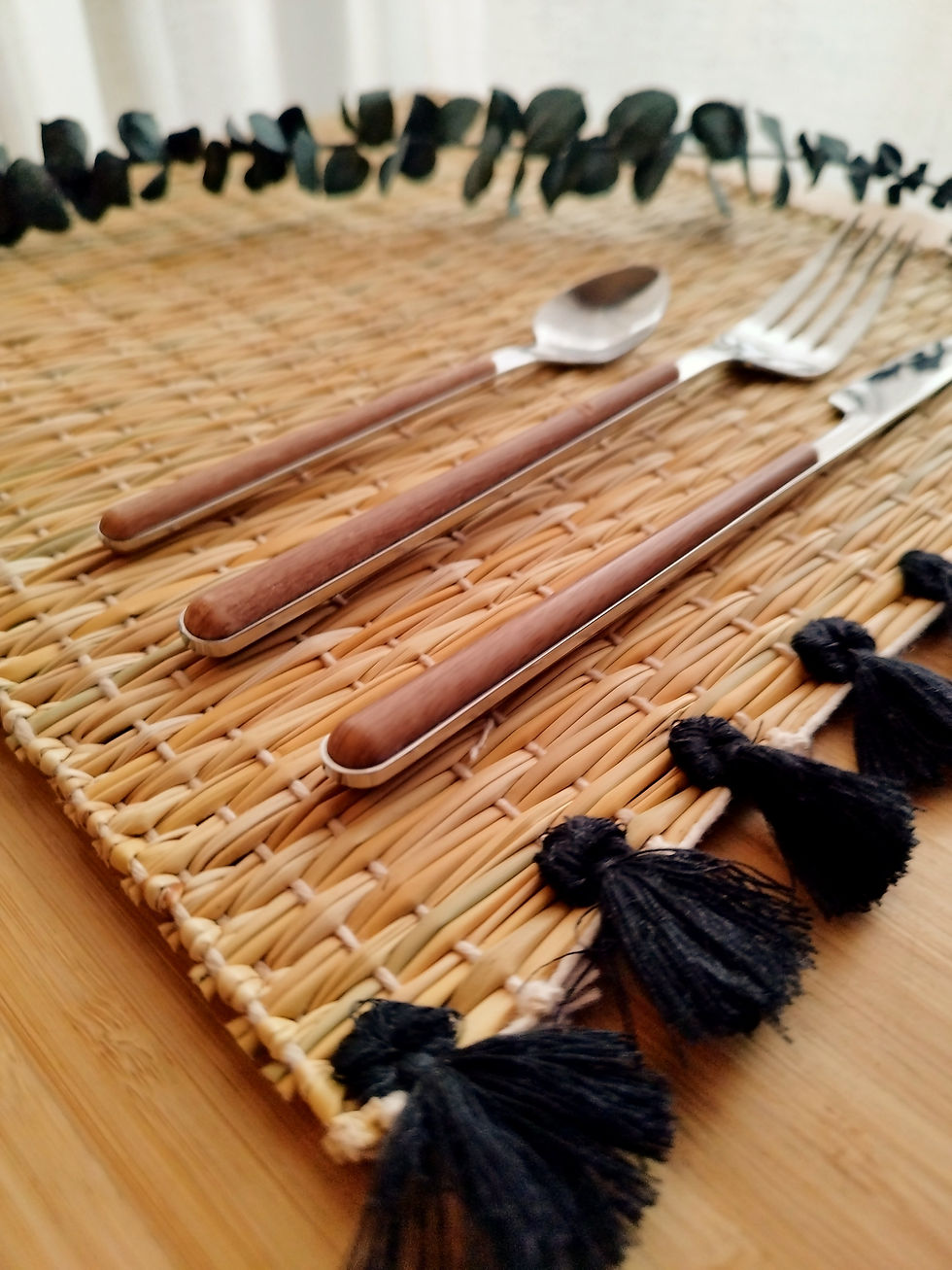 Miniature : Set de table en osier avec pompons