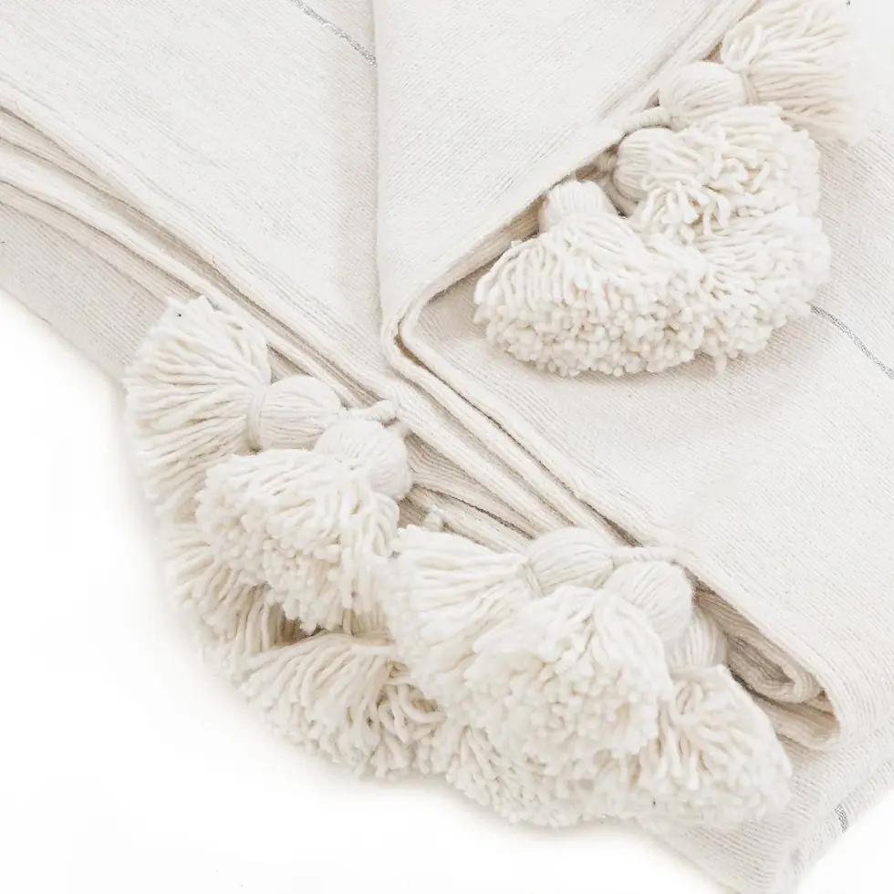 Miniature : Couverture pompons ligne argentées