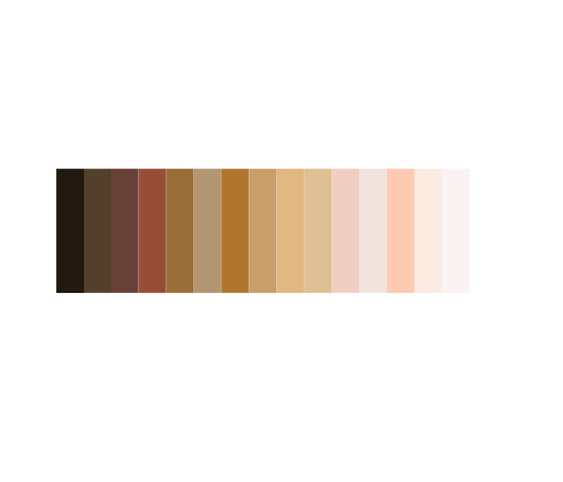 color pantone scale of all human skin colors