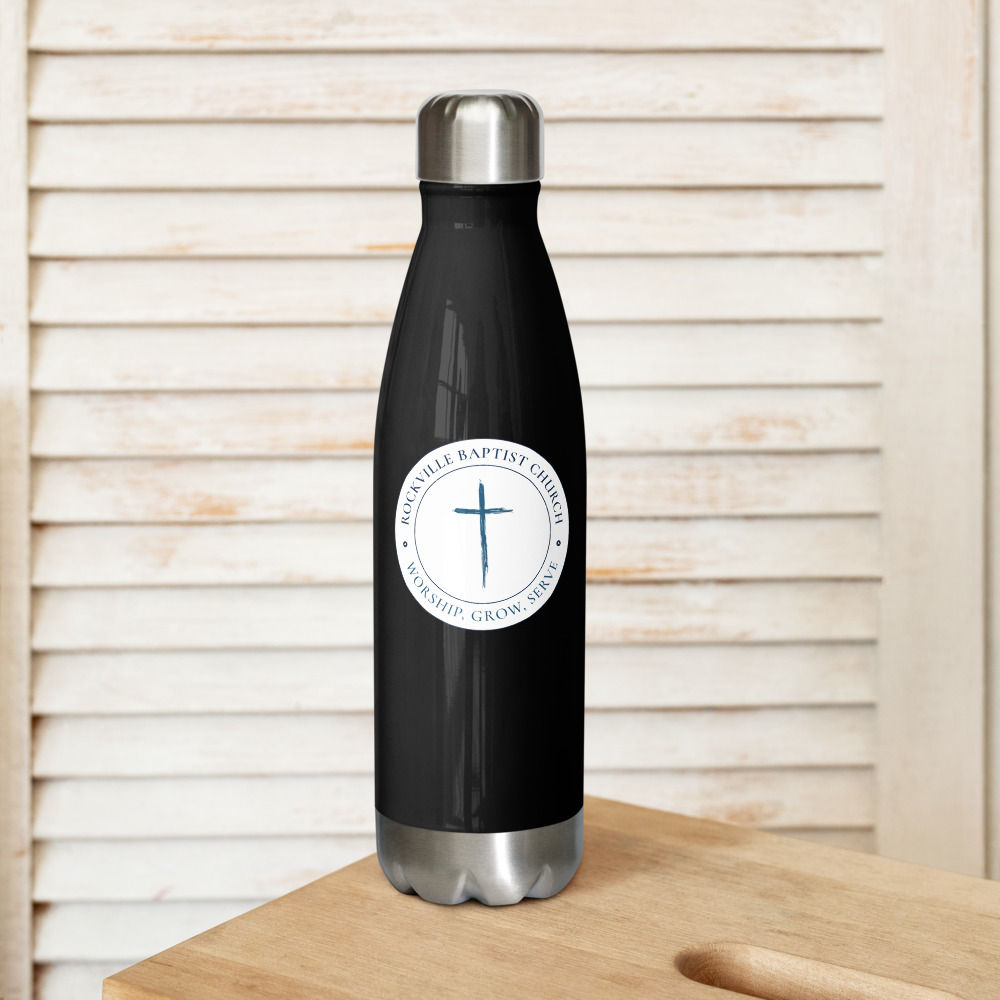 White Logo Stainless Steel Water Bottle