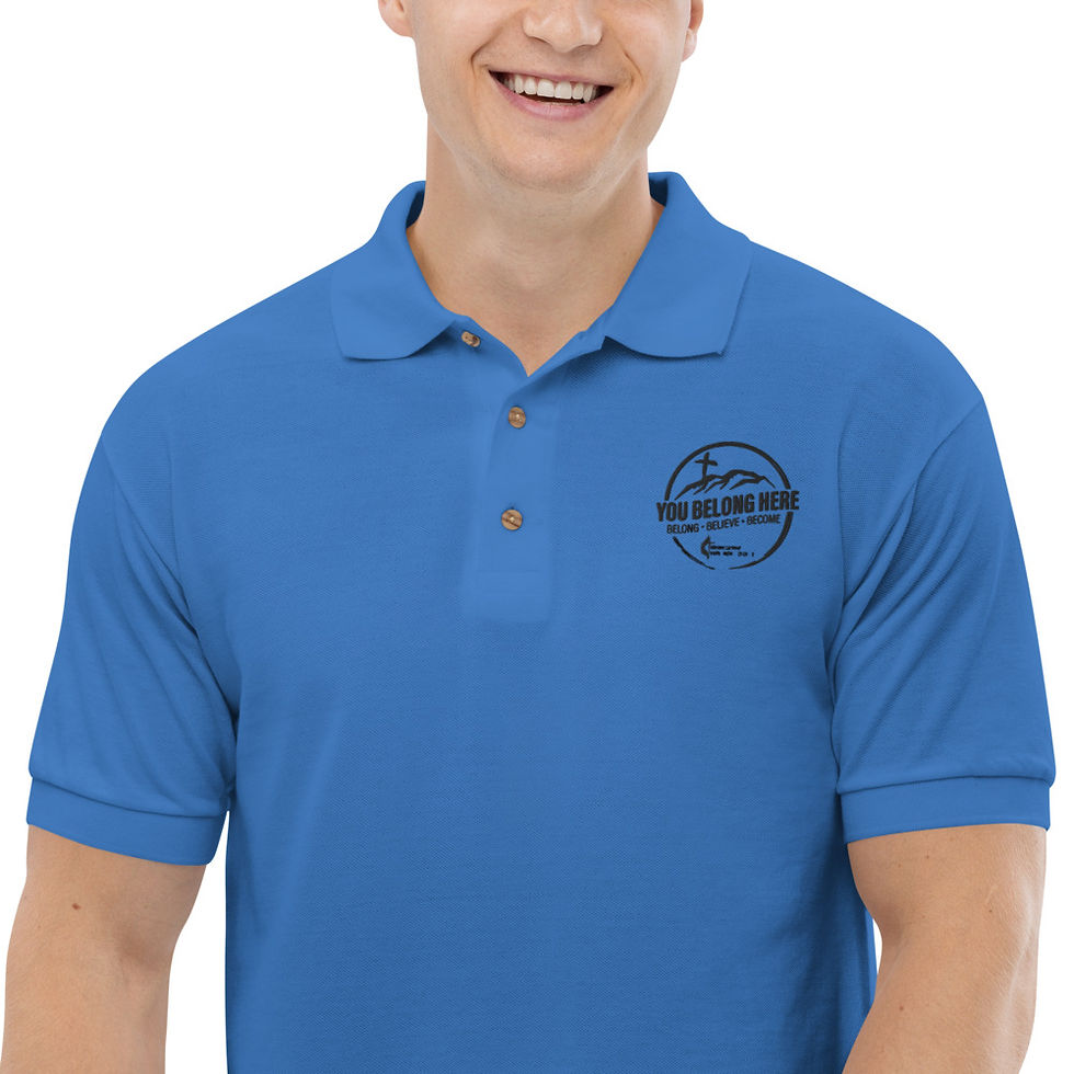 Thumbnail: You Belong Here black logo Embroidered Polo Shirt