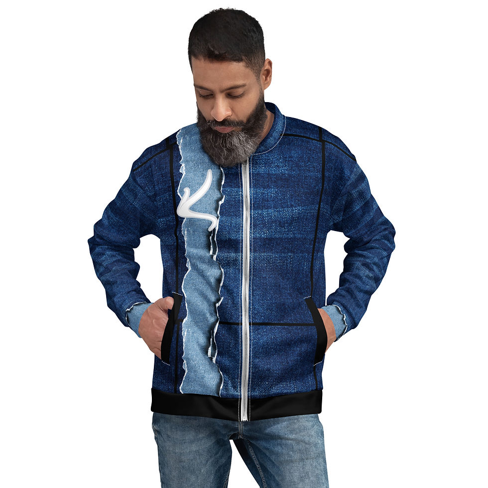 Miniatura: Veste Bomber Unisex "Denim illusion