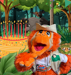 O the Orangutan is ready to entertain at kids birthday parties