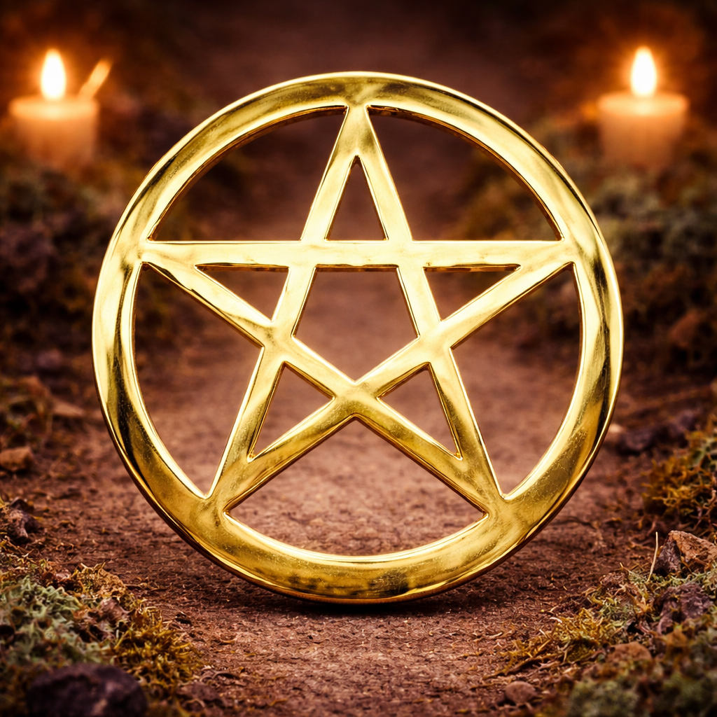 5.75" Brass Pentagram Altar Tile