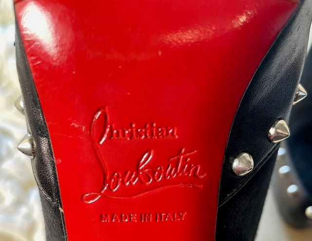 Thumbnail: Christian Louboutin Black Leather and Suede Astra Queen Booties Size 34