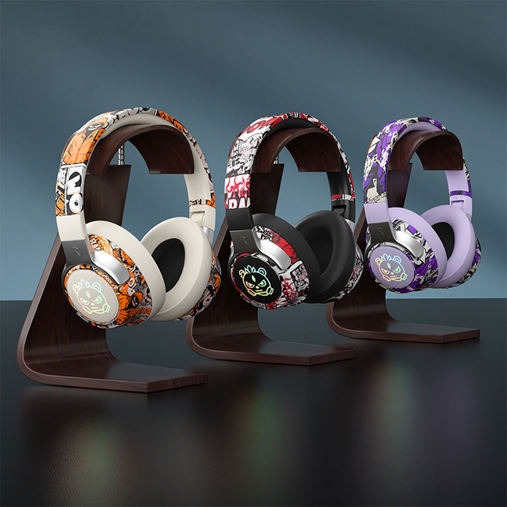 Bluetooth 5.3 Gaming Headset- RGB Lights Wireless Headphones, Low Latency Mode,