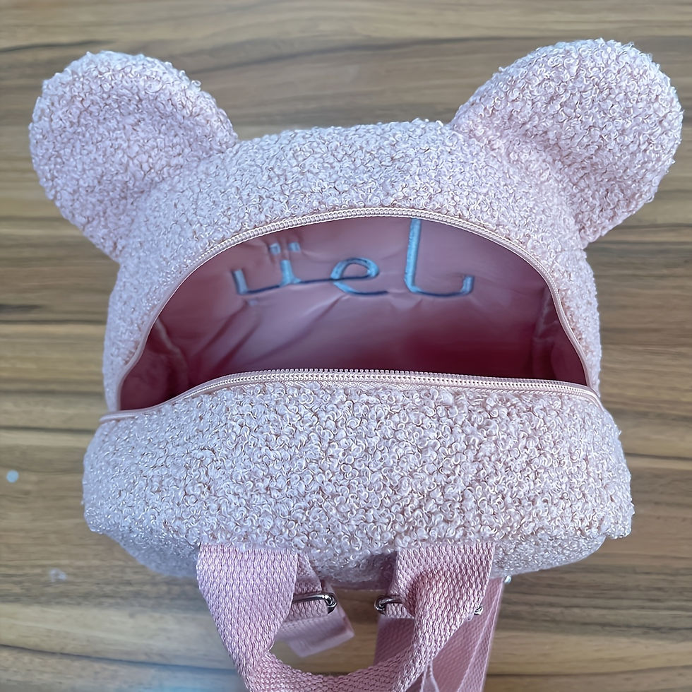 Thumbnail: Cute Bear Plush Backpack Embroidered Name Autumn Winter Kids Outdoor Shoulder Ba