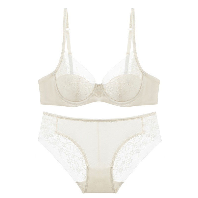 Thumbnail: Luxury Women Lingerie Set Sexy Lace Embroidery Underwear French Thin Cup Push Up