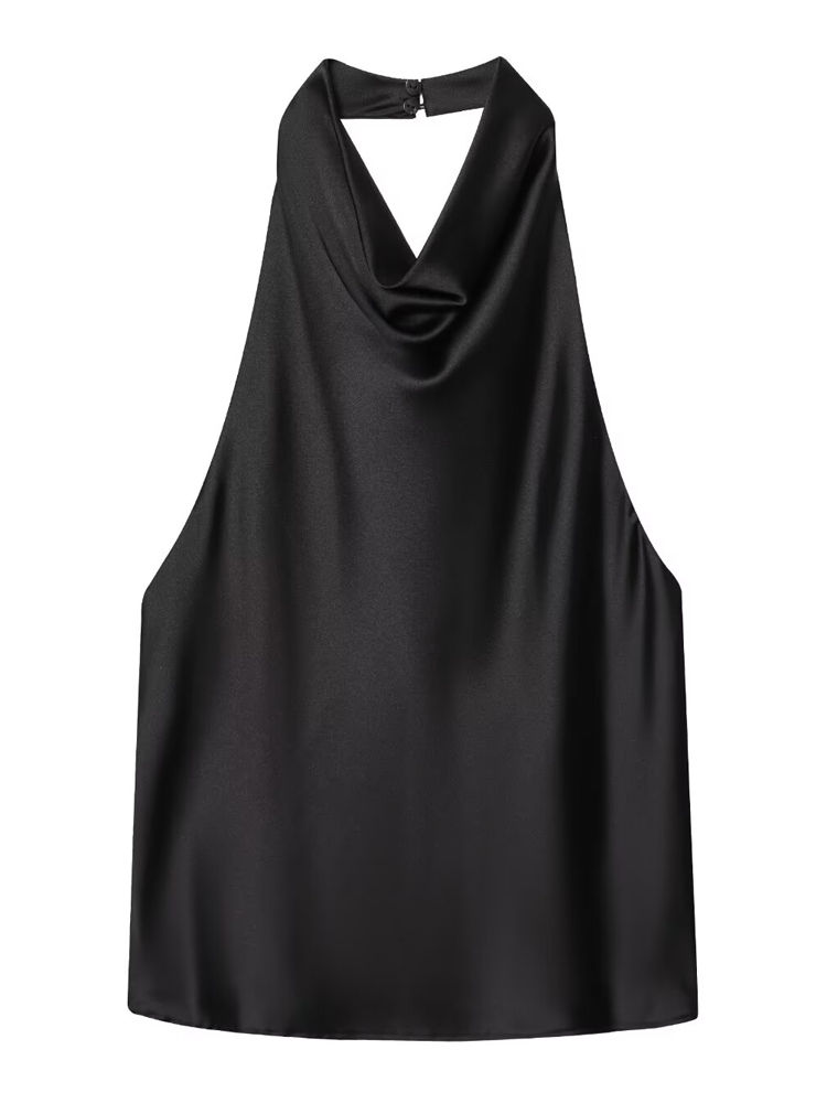 Thumbnail: HXAO Top Women Halter Satin Women Tops Backless Corset Top Vest Yellow Pink Blac