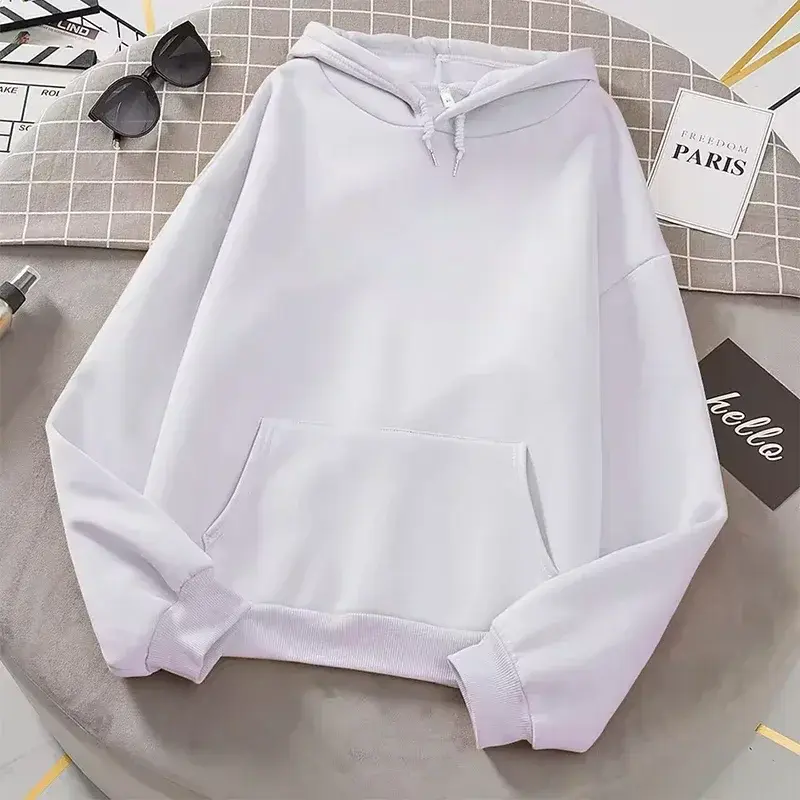 Thumbnail: 2025 white Hoodies men women Autumn Long Sleeve Pullover Tops Casual Pocket Hood