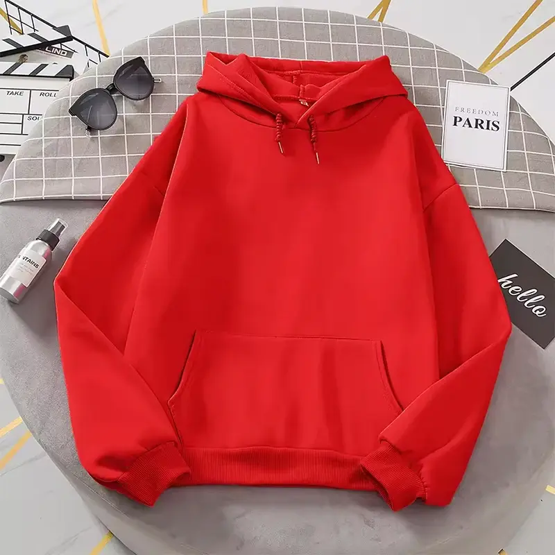 Thumbnail: 2025 white Hoodies men women Autumn Long Sleeve Pullover Tops Casual Pocket Hood