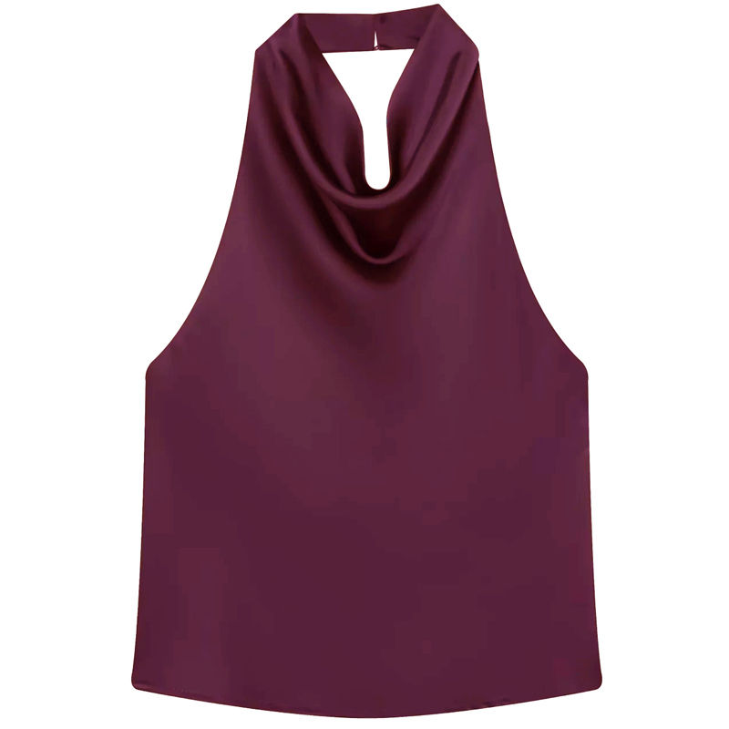 Thumbnail: HXAO Top Women Halter Satin Women Tops Backless Corset Top Vest Yellow Pink Blac