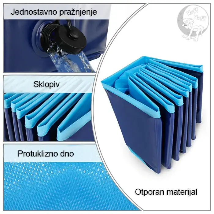 Sklopivi bazen za pse s ventilom za pražnjenje