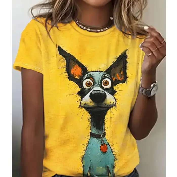 Žuta majica s ilustracijom psa za ljubitelje pasa