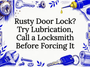 Sketch-framed title card for rusty lock advice