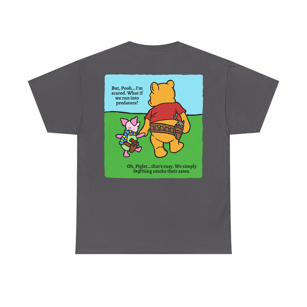 Thumbnail: Pew & Piglet! (backside print) Unisex Heavy Cotton Tee