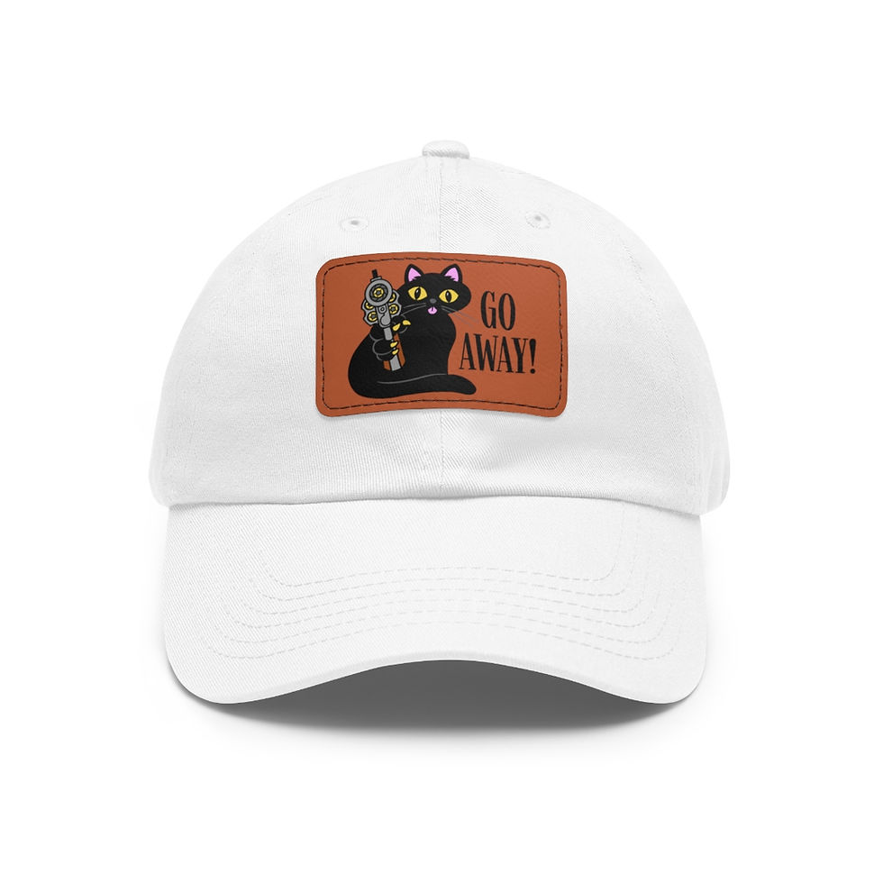Thumbnail: Go Away! Dad Hat with Leather Patch (Rectangle)