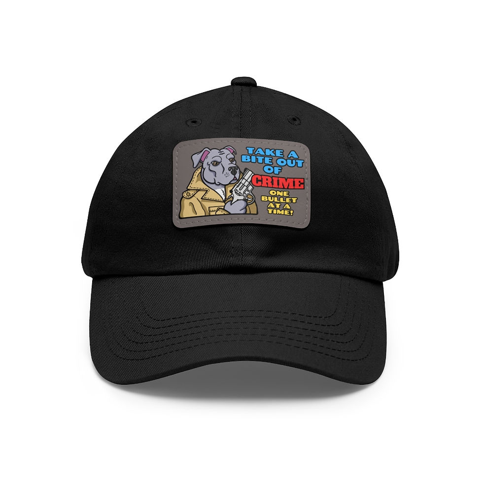 Thumbnail: Bite Out of Crime! Dad Hat with Leather Patch (Rectangle)