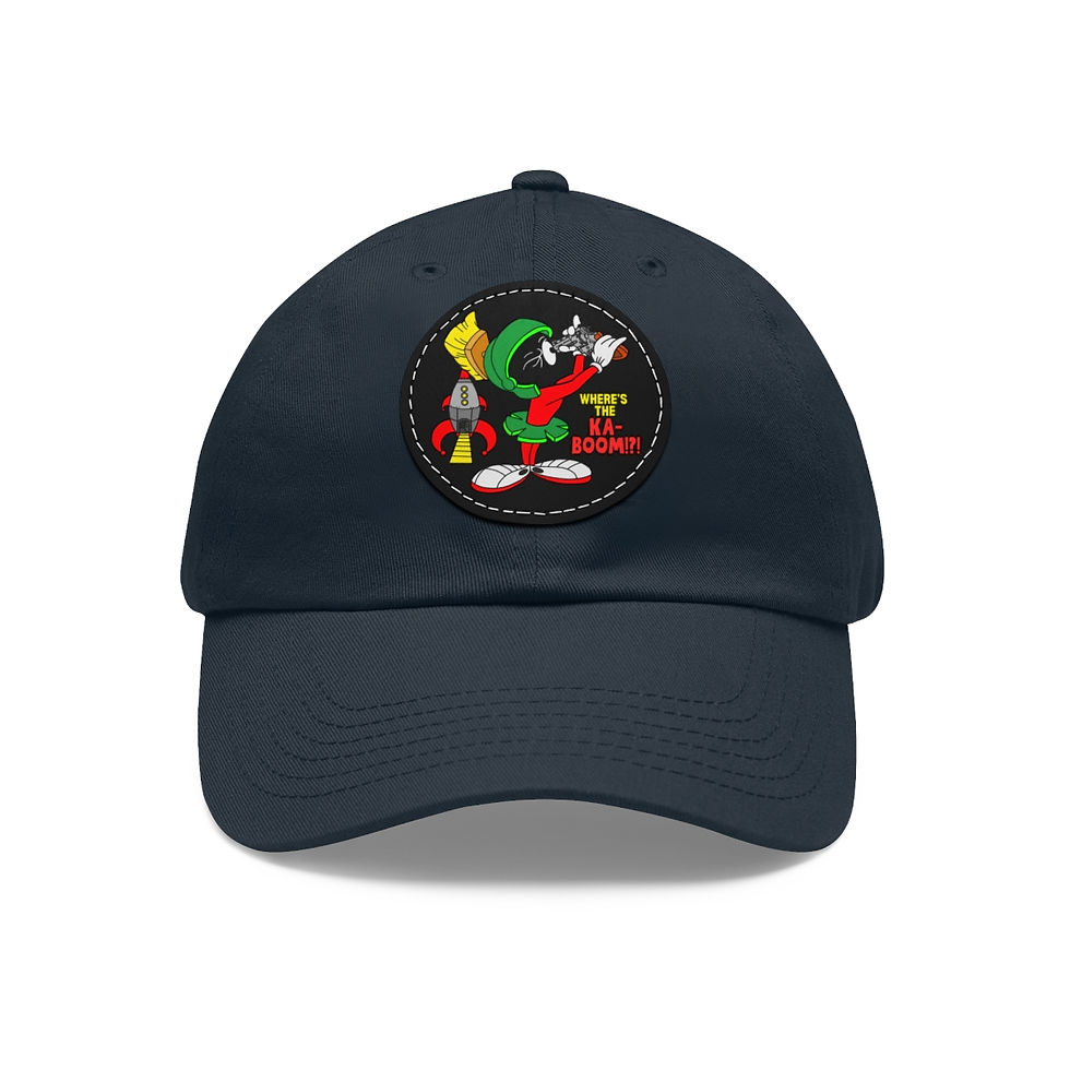Thumbnail: Where's the KA-BOOM!?! Dad Hat with Leather Patch (Round)