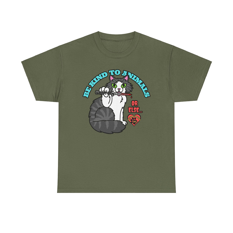 Thumbnail: Be Kind to Animals...or Else! (FFF) Unisex Heavy Cotton Tee