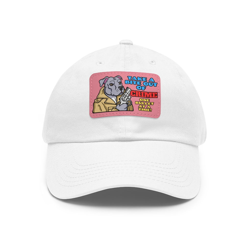 Thumbnail: Bite Out of Crime! Dad Hat with Leather Patch (Rectangle)
