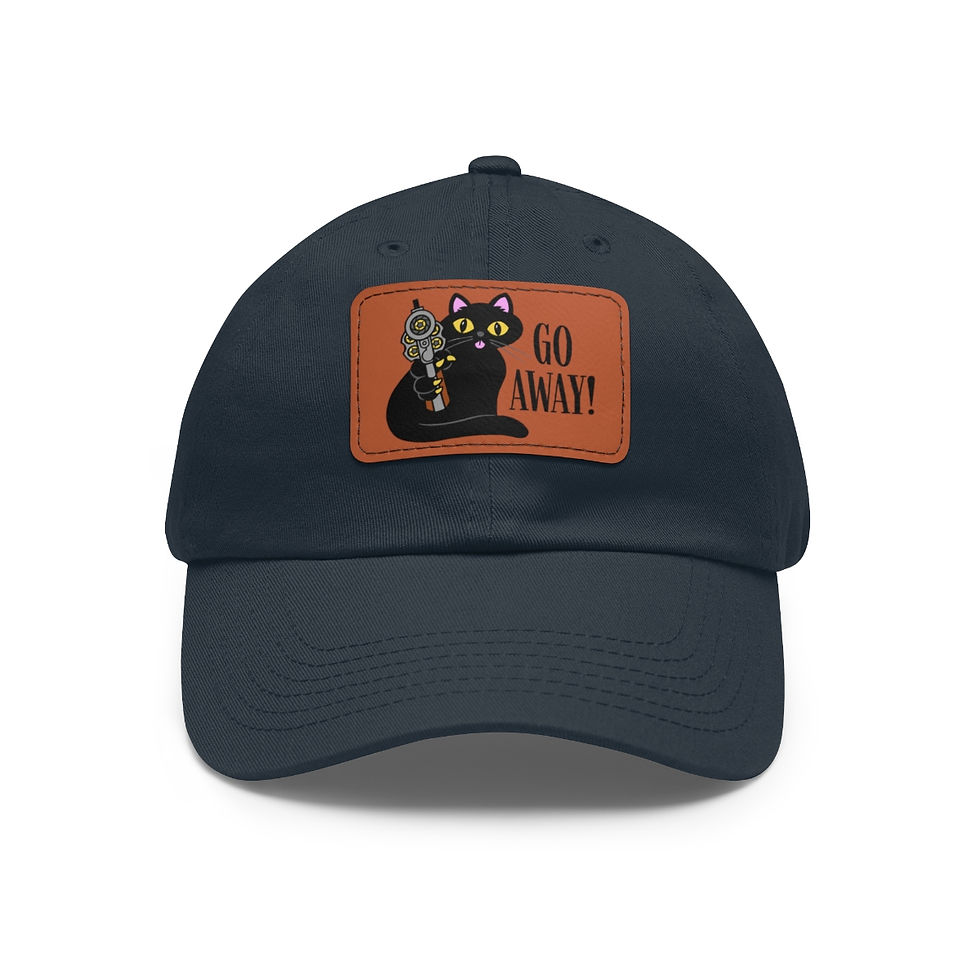 Thumbnail: Go Away! Dad Hat with Leather Patch (Rectangle)