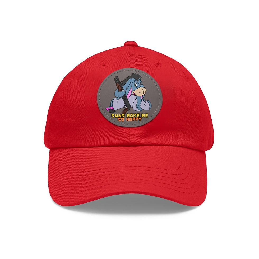 Thumbnail: Happy Eeyore! Dad Hat with Leather Patch (Round)