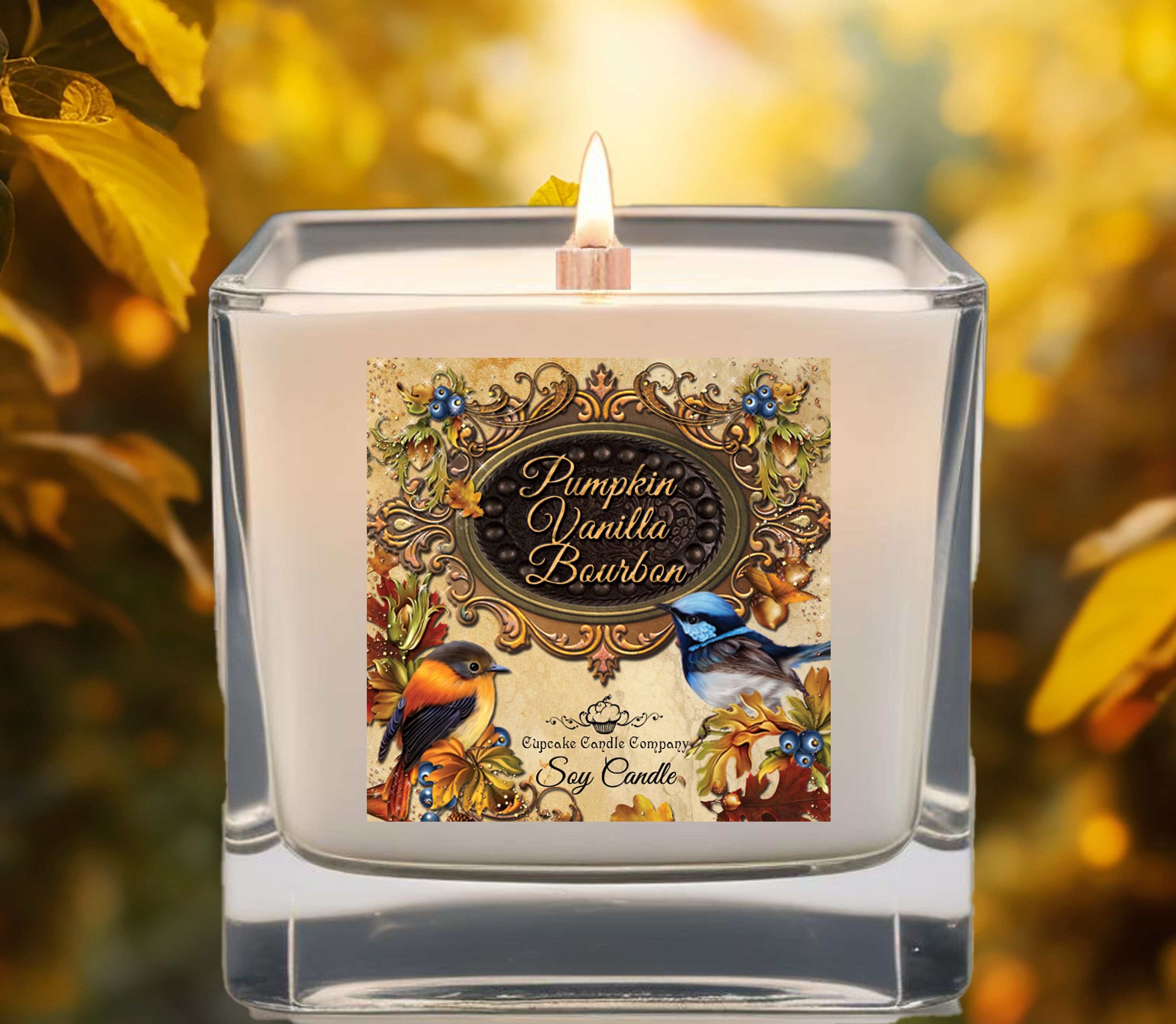 Pumpkin Vanilla Bourbon Classic Wood Wick Soy Candle