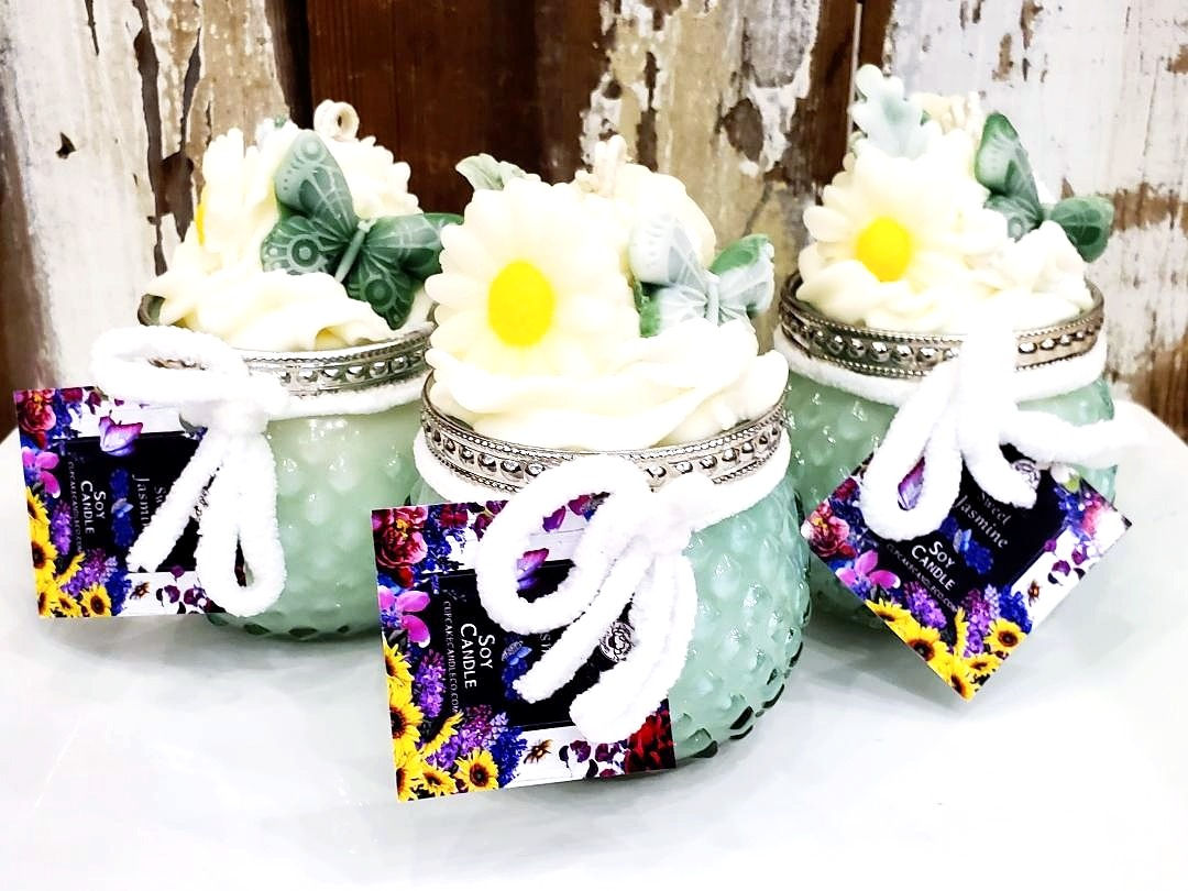 Sweet Jasmine Soy Candle HobnailJar
