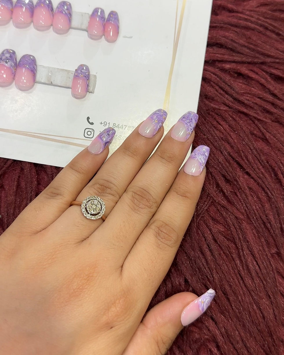 Thumbnail: Amethyst Marble – Short Coffin | Set of 20 Nails