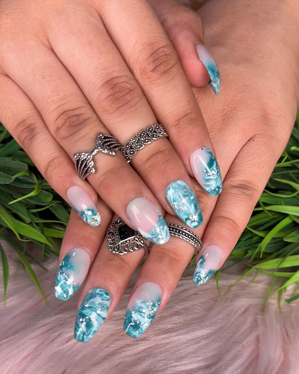 Ocean Whispers – Fully Customizable Press-On Set | Hand or Toe