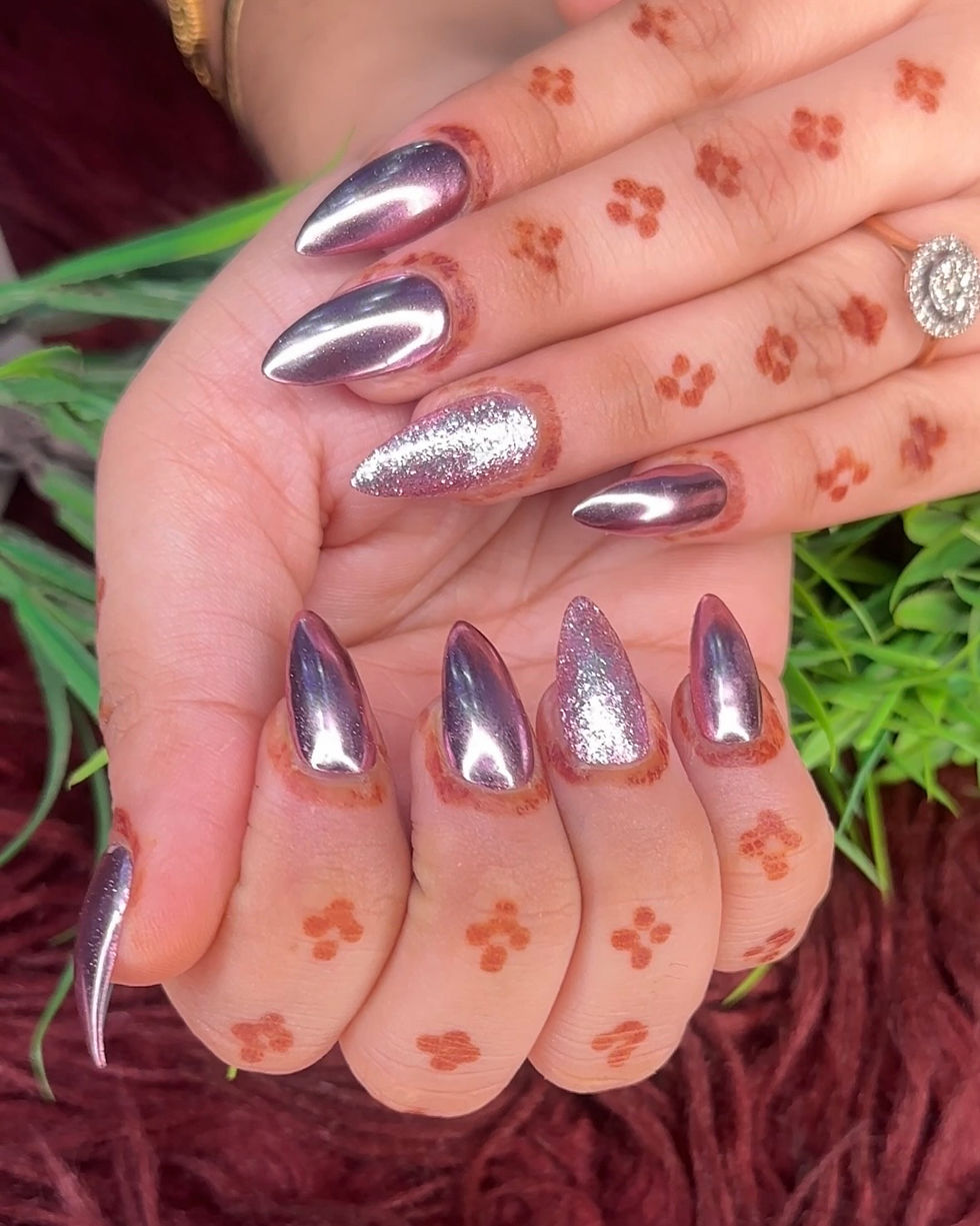 Moonlight Chrome – Fully Customizable Press-On Set | Hand or Toe