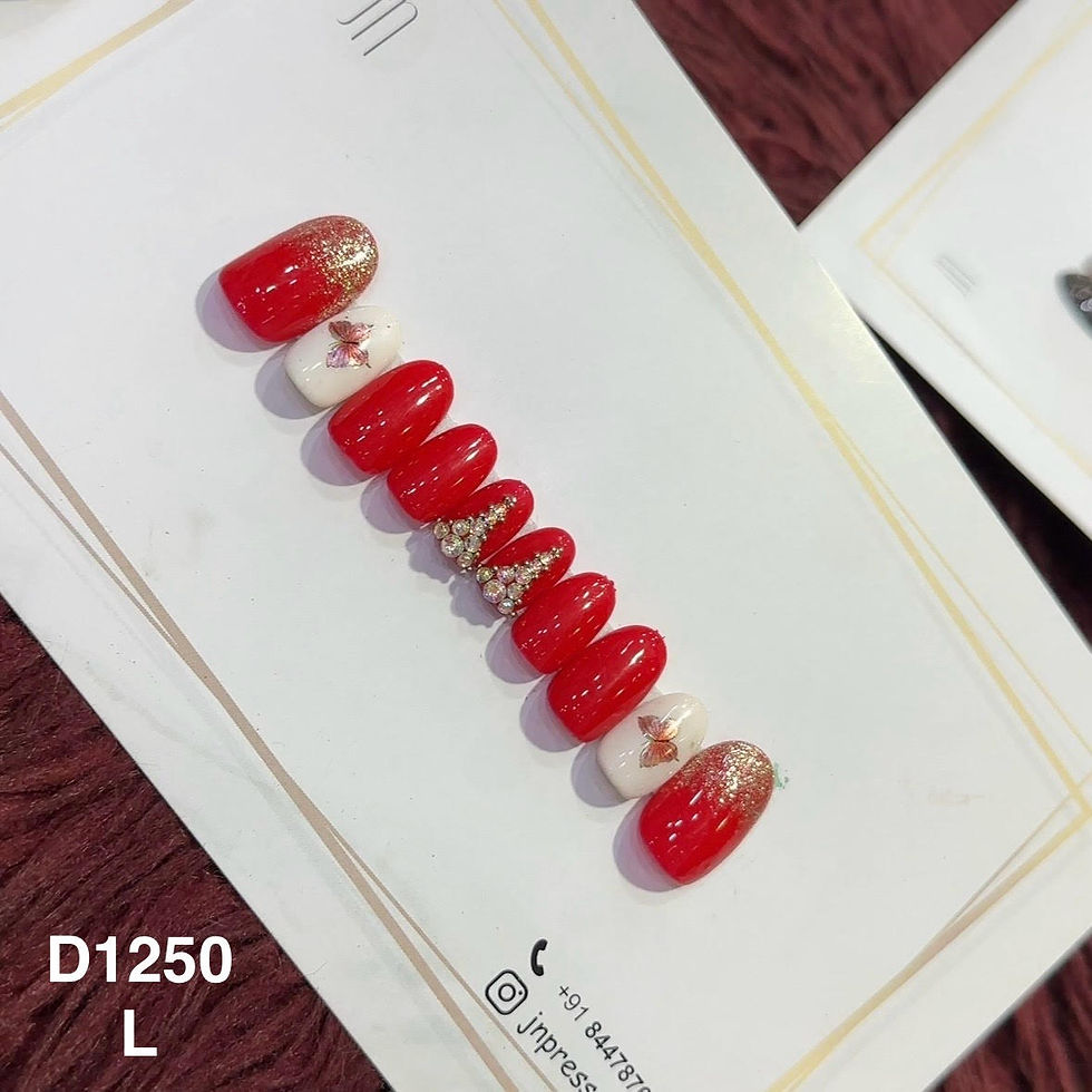 Scarlet Swirl – L Short Round | Set of 10 or 12 Nails