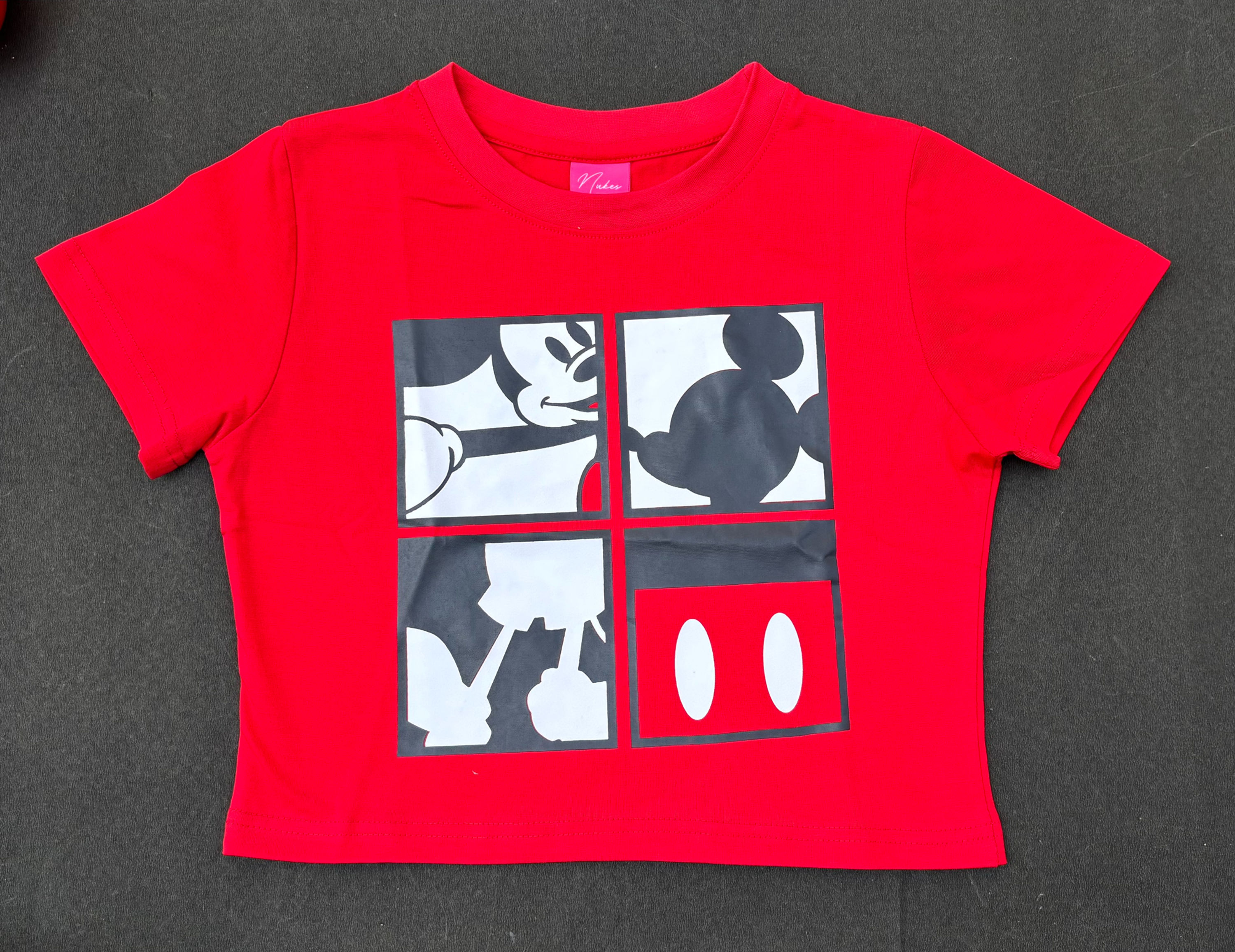 Red Mickey Mouse Cropped Tee
