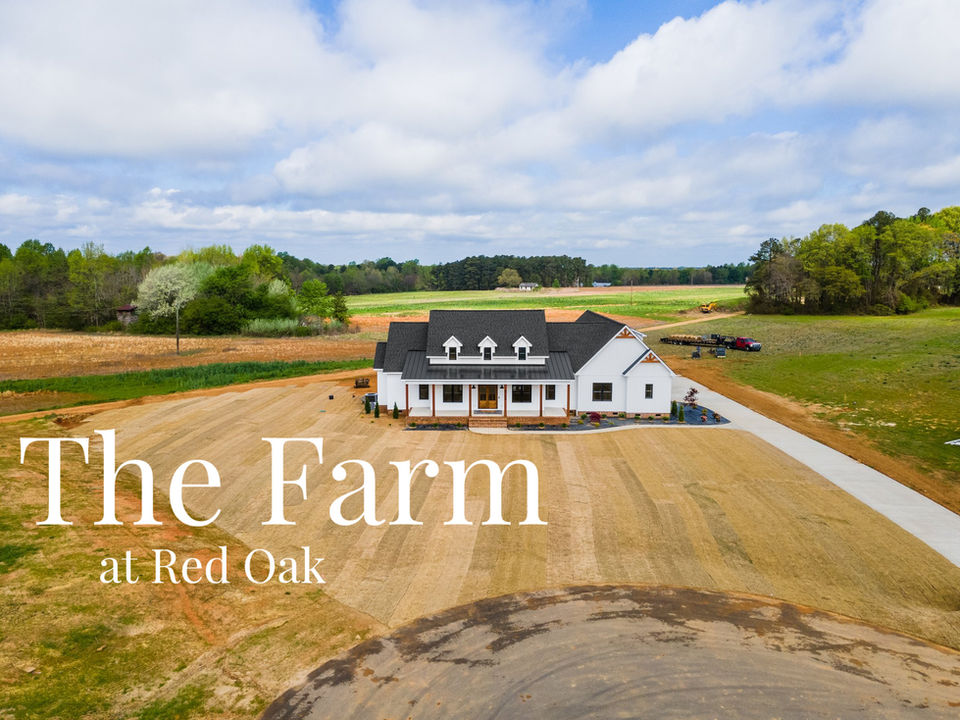 Modern farmhouse new construction homes at The Farm at Red Oak with Dean Holland Builders, J Scott Builders, Shearin Homes and Donald Poland Builders