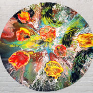 Acrylic Pour Abstract Floral Canvas Art