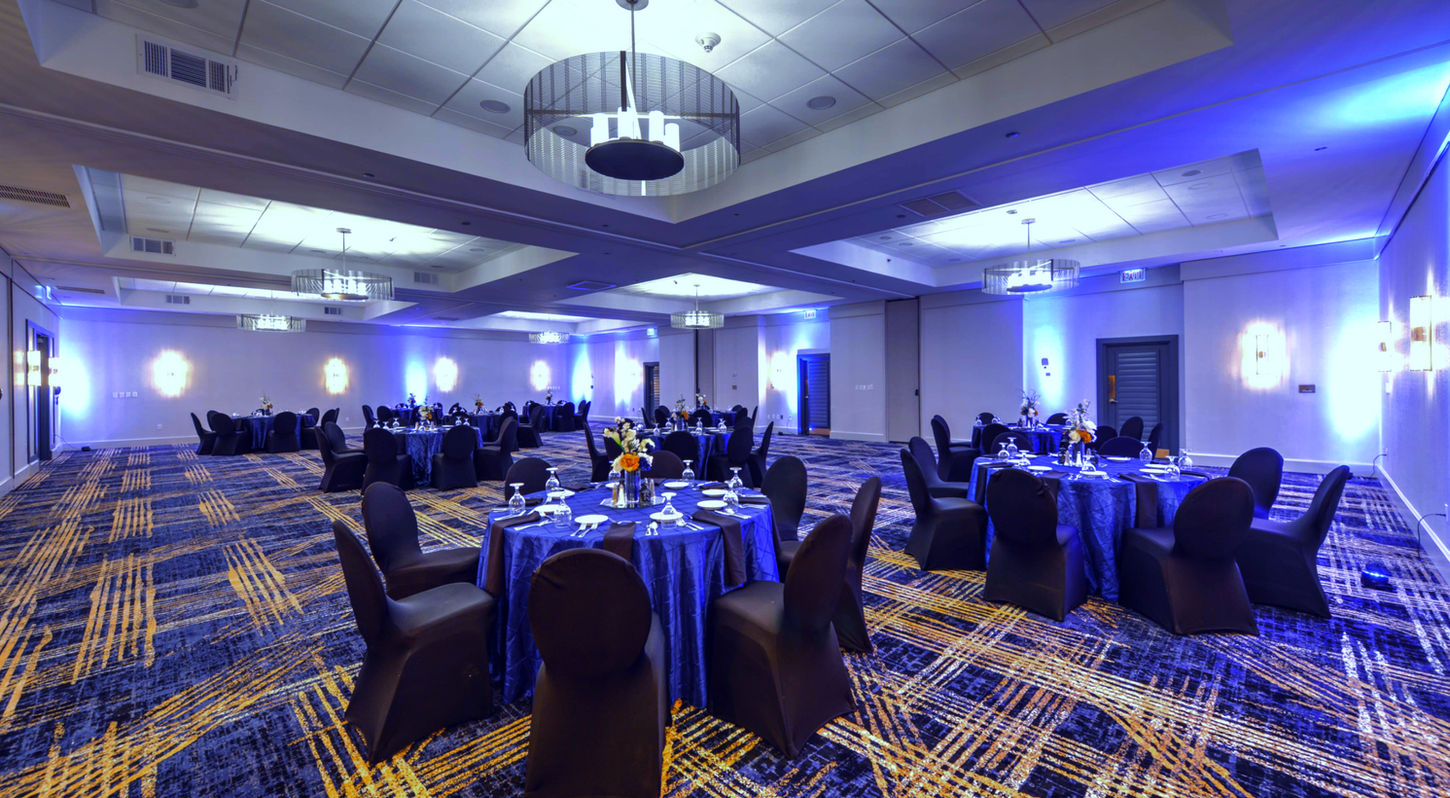 Grand ballroom at Wyndham Jacksonville Hotel set up for large events and conferences
